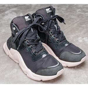 Sorel Kinetic RNEGD Conquest Black Pink Sneaker Waterproof Boots Womens Size 10